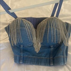 Crystal fringe corset